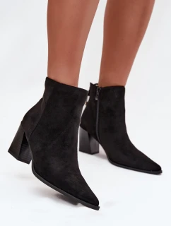 Dámské kotníkové boty na podpatku s tkaničkami černé Halisse