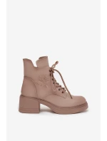 Dámské kožené kotníkové boty na podpatku vyhřívané Vinceza 39950 béžové