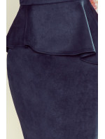 Pouzdrové šaty s volánem v pase Numoco - tmavě modré
