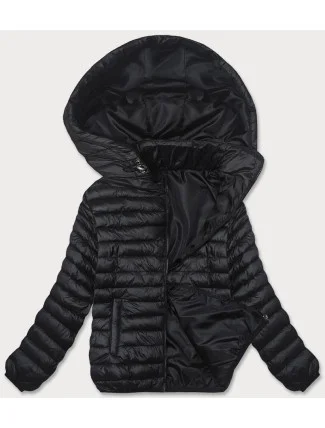 Černá dámská prošívaná bunda s kapucí (B0128-1) Černá dámská prošívaná bunda s kapucí (B0128-1)