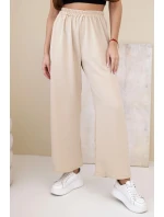 Kalhoty s širokým nohavicím tmavě béžové