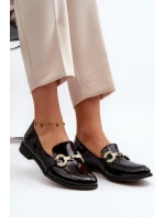 Zazoo 2880 Dámské Lakuované Mokasíny S Ozdobou Černé