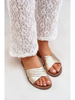 Kožené dámské pantofle Lewski Shoes 3682 zlaté