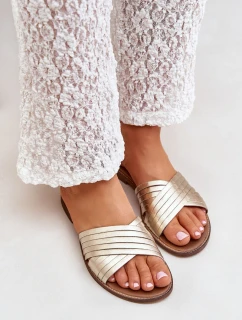 Kožené dámské pantofle Lewski Shoes 3682 zlaté