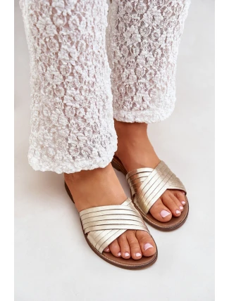 Kožené dámské pantofle Lewski Shoes 3682 zlaté