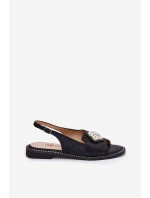 Dámské Sandály Na Plochém Podpatku S Ozdobným Detalem S.Barski KV51-080 Černé