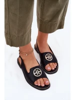 Dámské Sandály Na Plochém Podpatku S Ozdobou S.Barski KV51-002 Černé