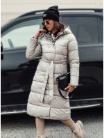 Dámská dlouhá prošívaná bunda VELVETTI s kapucí oboustranná béžová FashionStreet TY4653