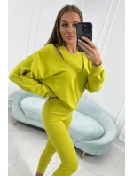 3-dílný set halenka + top + legíny kiwi