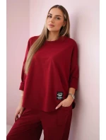 Bavlněná mikina kalhoty set Burgundsko Bavlněná mikina kalhoty set Burgundsko