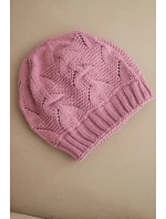 Dámská zimní čepice s vlnou a strukturovaným vzorem K432 jasno fialová