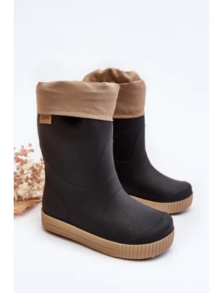 Dětské Holínky S Podšívkou Snow Wave Gokids 981 Černo-Beige