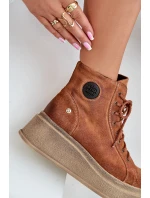 Semišové Boty Na Masivní Platformě Maciejka 06309-29 Hnědé