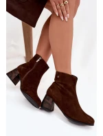 Kožené semišové dámské kotníky na podpatku Maciejka K7202-02 čokoládové