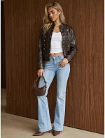 Dámská kožená bunda Napoleonka, hnědá, FashionStreet TY6042 Dámská kožená bunda Napoleonka, hnědá, FashionStreet TY6042
