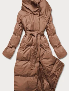 Hnědá dámská zimní přeložená obálková bunda (5M737-502)