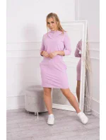 Šaty s kapucí a kapsami fialové