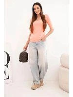 Halenka s kulatým výstřihem lososová