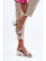 Dámské sandály na podpatku z ekokože stříbrné Lyana Dámské sandály na podpatku z ekokože stříbrné Lyana