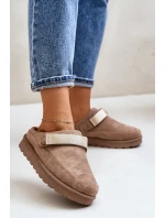 Dámské Teplé Pantofle Na Platformě Hnědé Azida