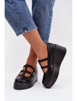 Dámské polobotky na platformě s pásky Černé Jesivelle