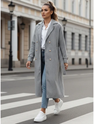 Dámský oversize kabát CAMELLYN dlouhý šedý FashionStreet NY0742