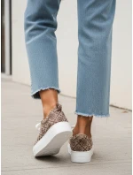 Dámské šněrovací tenisky na silné podrážce hnědé FashionStreet ZY1380