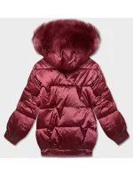 Krátká oversize bunda ve vínové bordó barvě (H-1109-25) Krátká oversize bunda ve vínové bordó barvě (H-1109-25)