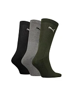 Ponožky Puma Crew, 3 páry, černé, šedé, zelené, 880355, 28 Ponožky Puma Crew, 3 páry, černé, šedé, zelené, 880355, 28