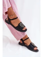 Dámské Sandály Na Plochém Podpatku S Ozdobou S.Barski KV51-098 Černé