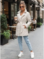Dámská přechodná bunda s páskem světle béžová FashionStreet TY5587