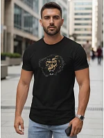 Pánské bavlněné tričko s potiskem černé FashionStreet NX5085R