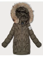 Dámská zimní bunda v barvě khaki s kapucí Goodlookin (KK60564)