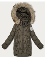 Dámská zimní bunda v barvě khaki s kapucí Goodlookin (KK60564)