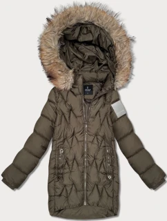 Dámská zimní bunda v barvě khaki s kapucí Goodlookin (KK60564)