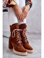 Dámské semišové kozačky na platformě hnědé Edna