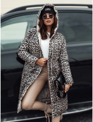 Dámská dlouhá prošívaná bunda VELVETTI s kapucí oboustranná béžová FashionStreet TY4653