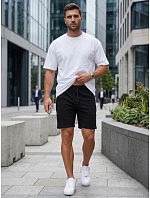 Pánské teplákové kraťasy se stahovacími šňůrkami, černé, FashionStreet SX2640 Pánské teplákové kraťasy se stahovacími šňůrkami, černé, FashionStreet SX2640