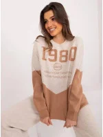 Béžovo/velbloudí dámský dvoudílný komplet s volným svetrem (1497) Béžovo/velbloudí dámský dvoudílný komplet s volným svetrem (1497)