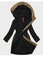 Černá jednoduchá dámská bunda s kapucí LHD (LHD-24590)