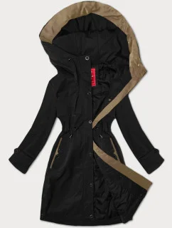 Černá jednoduchá dámská bunda s kapucí LHD (LHD-24590)