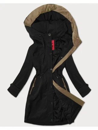 Černá jednoduchá dámská bunda s kapucí LHD (LHD-24590)