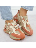 Dámské kožené tenisky béžové a oranžové Goe RR2N4064 Dámské kožené tenisky béžové a oranžové Goe RR2N4064