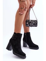 Kožené Boty Na Podpatku Černé Makeline