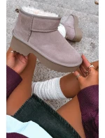 Dámské sněhule z přírodního semiše vyhřívané kožešinou Khaki Milora Dámské sněhule z přírodního semiše vyhřívané kožešinou Khaki Milora