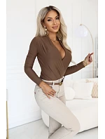 375-11 Stylové dámské body s překříženým výstřihem – barva mokka hnědá 375-11 Stylové dámské body s překříženým výstřihem – barva mokka hnědá