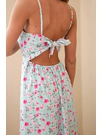 Dámské maxi šaty s květinovým vzorem na ramínkách se zavazováním na zádech mentolová Dámské maxi šaty s květinovým vzorem na ramínkách se zavazováním na zádech mentolová