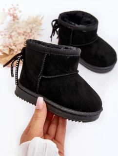 Dětské kozačky s kožešinou a šňůrkami Černé Mikyla