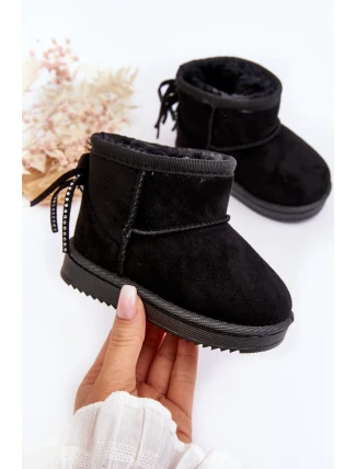 Dětské kozačky s kožešinou a šňůrkami Černé Mikyla