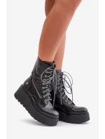 Kožené Botky Worker Na Platformě A Klínu Maciejka 06676-01 Černé Kožené Botky Worker Na Platformě A Klínu Maciejka 06676-01 Černé